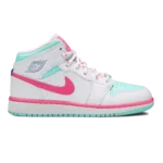 Air Jordan 1 Mid White Digital Pink Aurora Green Soar