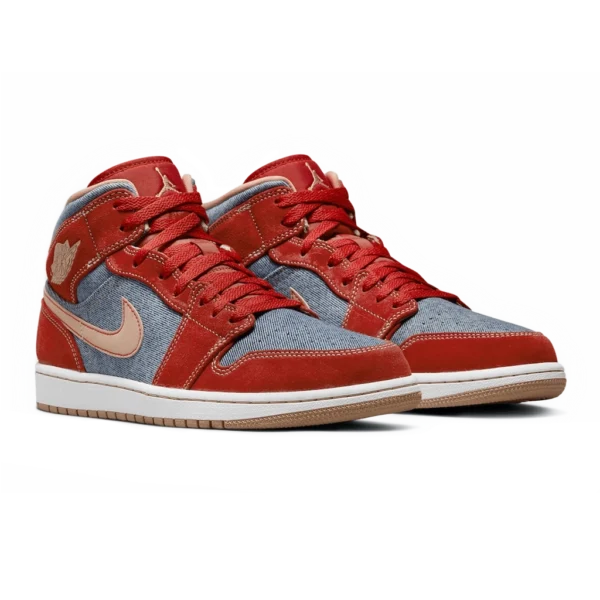 ⁦Air Jordan 1 Mid Denim Red⁩ – תמונה ⁦2⁩