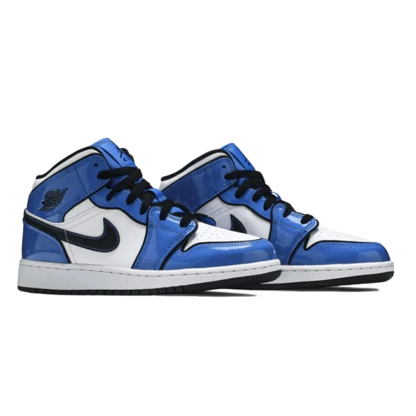 ⁦Air Jordan 1 Mid Signal Blue White Black⁩ – תמונה ⁦2⁩