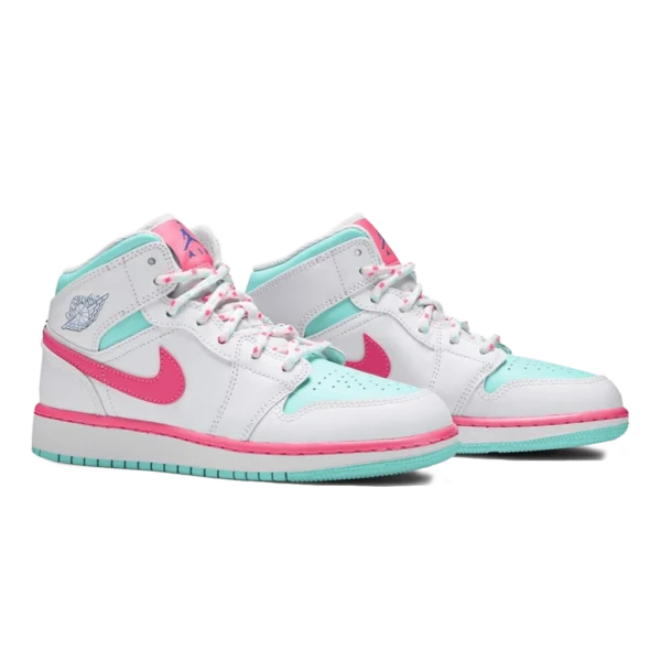⁦Air Jordan 1 Mid White Digital Pink Aurora Green Soar⁩ – תמונה ⁦2⁩