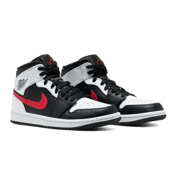 ⁦Air Jordan 1 Mid Black Chile Red White⁩ – תמונה ⁦2⁩