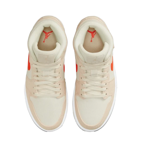 ⁦Air Jordan 1 Mid SE "Corduroy" Sail Orange Quartz White⁩ – תמונה ⁦4⁩