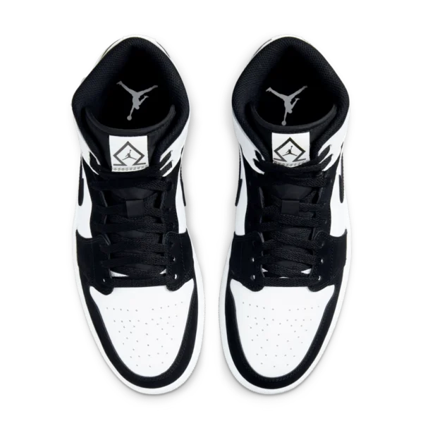 ⁦Air Jordan 1 Mid SE "Diamond" Black White⁩ – תמונה ⁦4⁩