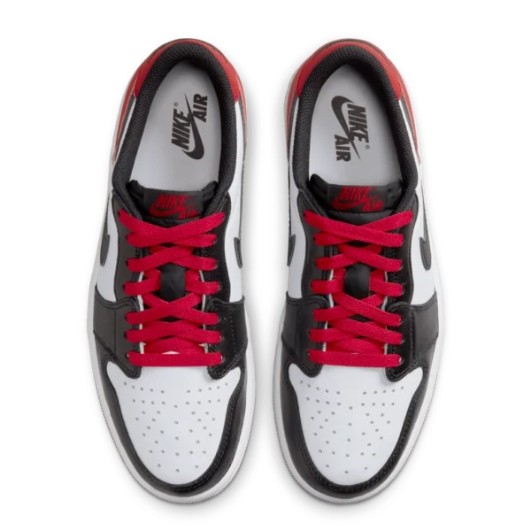 ⁦Air Jordan 1 Low "Black Toe" White Black Varsity Red⁩ – תמונה ⁦4⁩