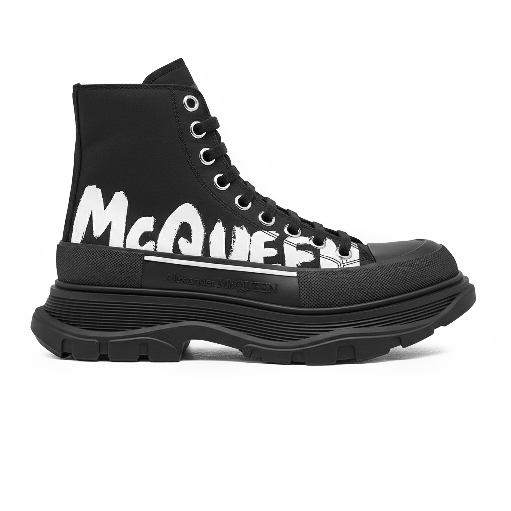 1 Alexander McQueen Tread Slick Boots Black White – תמונה 1