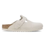 Birkenstock Boston Soft Footbed Suede Leather Antique White