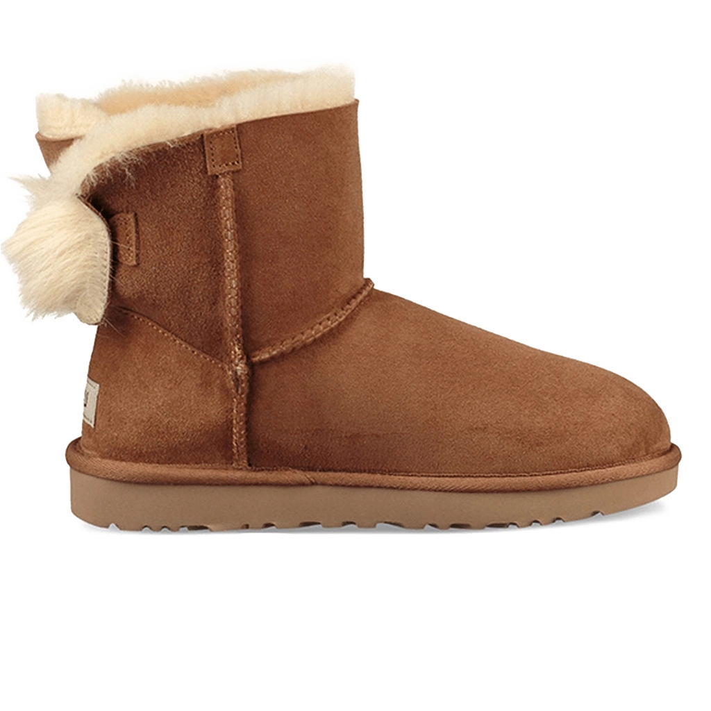 1 UGG Fluff Bow Mini Fleece-Lined Chestnut – תמונה 1