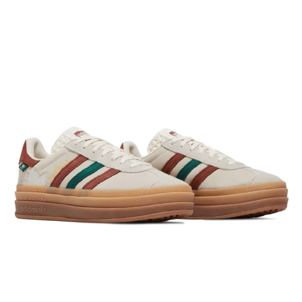 ⁦Adidas Gazelle Bold Cream White Wild Sepia Collegiate Green⁩ – תמונה ⁦2⁩