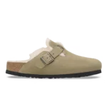 Birkenstock Boston Shearling Suede Clogs Taupe