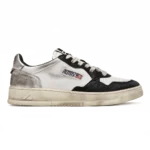 Autry Medalist Low Super Vintage Sneakers White Black Silver Leather