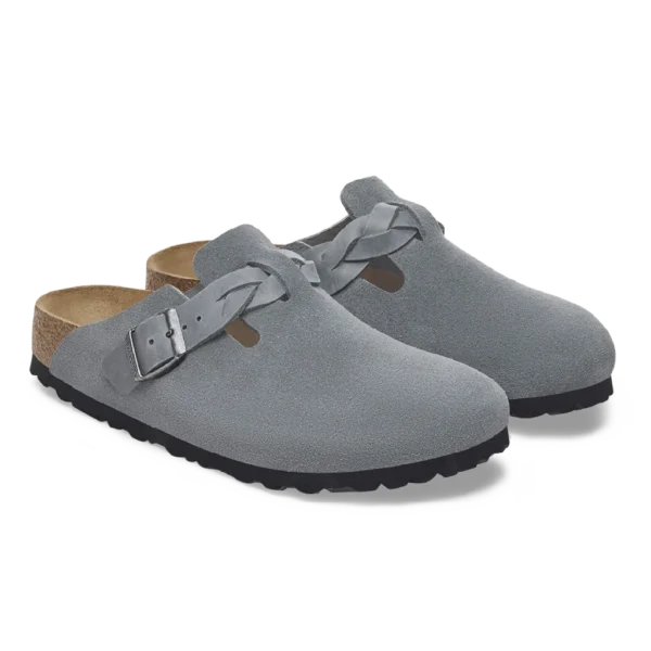 ⁦Birkenstock Boston Braided Suede Clogs Basalt Gray⁩ – תמונה ⁦2⁩