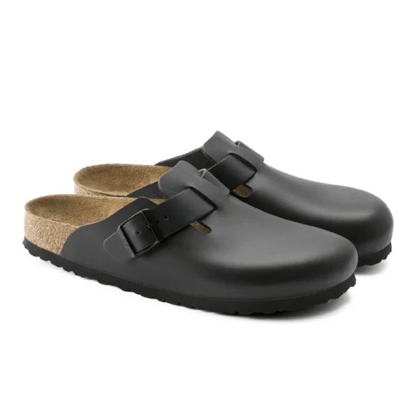 ⁦Birkenstock Boston Natural Leather Clogs Black⁩ – תמונה ⁦2⁩
