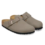 ⁦Birkenstock Boston TEX Birko-Flor Nubuck Clogs Stone⁩ – תמונה ⁦2⁩