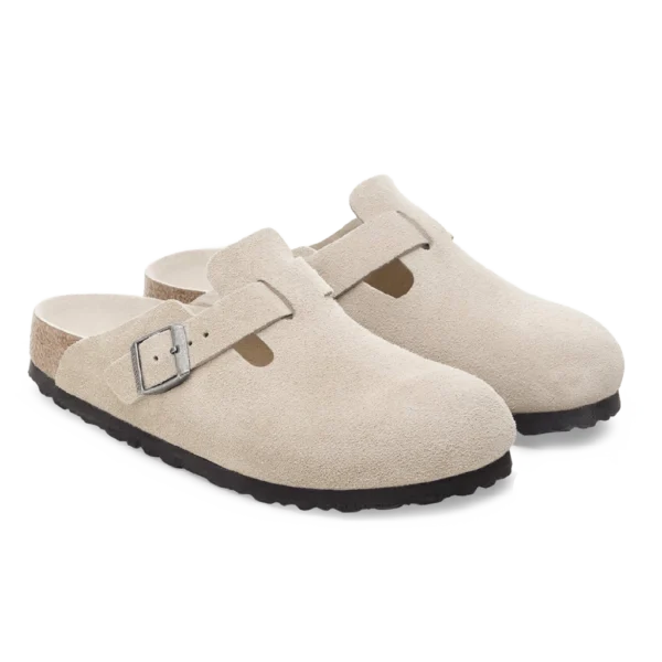 ⁦Birkenstock Boston Soft Footbed Suede Clogs Oyster Tonal⁩ – תמונה ⁦2⁩