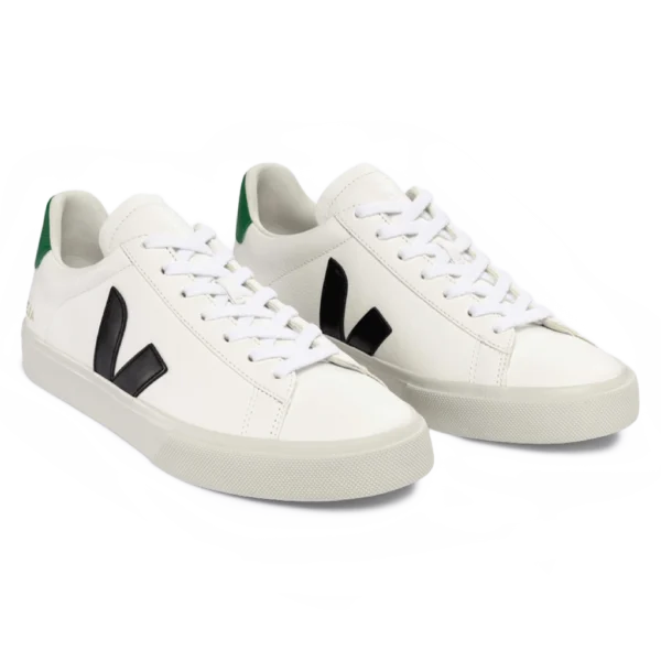 ⁦Veja Campo Chromefree Leather Sneakers White Black Emeraude⁩ – תמונה ⁦2⁩