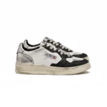 ⁦Autry Medalist Low Super Vintage Sneakers White Black Silver Leather⁩ – תמונה ⁦2⁩