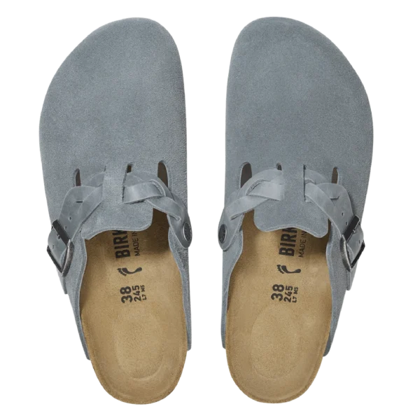 ⁦Birkenstock Boston Braided Suede Clogs Basalt Gray⁩ – תמונה ⁦3⁩
