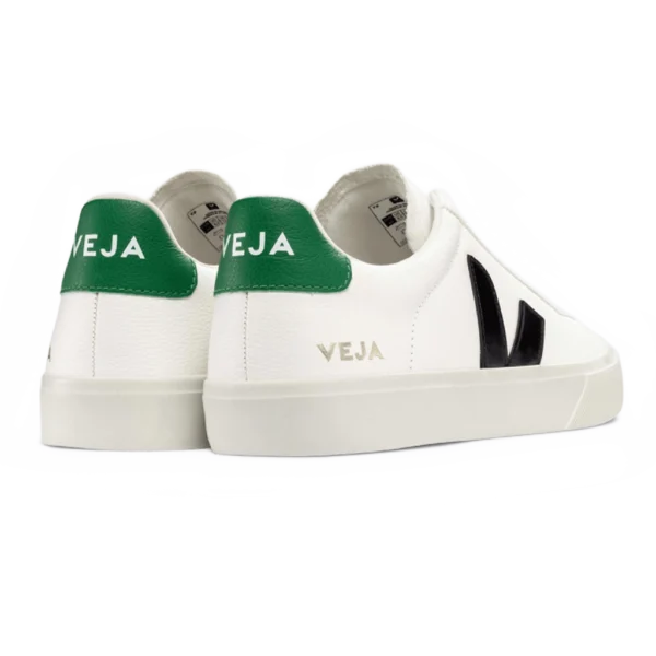 ⁦Veja Campo Chromefree Leather Sneakers White Black Emeraude⁩ – תמונה ⁦3⁩