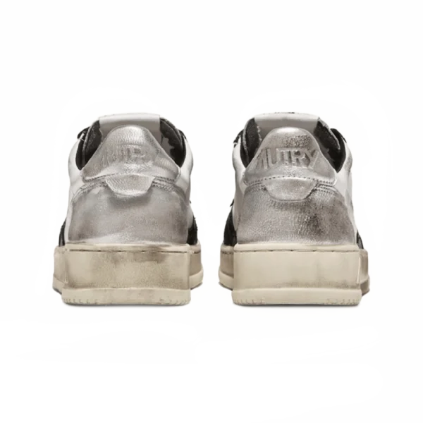 ⁦Autry Medalist Low Super Vintage Sneakers White Black Silver Leather⁩ – תמונה ⁦3⁩