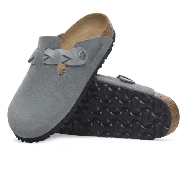 ⁦Birkenstock Boston Braided Suede Clogs Basalt Gray⁩ – תמונה ⁦4⁩