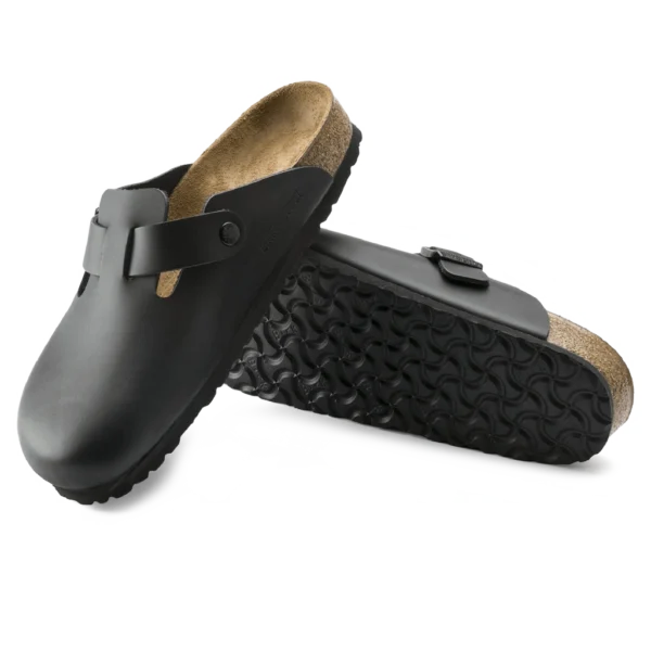 ⁦Birkenstock Boston Natural Leather Clogs Black⁩ – תמונה ⁦4⁩