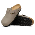 ⁦Birkenstock Boston TEX Birko-Flor Nubuck Clogs Stone⁩ – תמונה ⁦4⁩