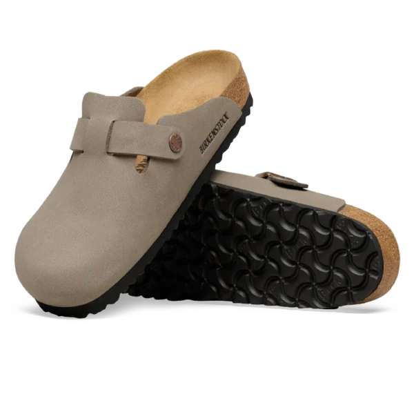 ⁦Birkenstock Boston TEX Birko-Flor Nubuck Clogs Stone⁩ – תמונה ⁦4⁩