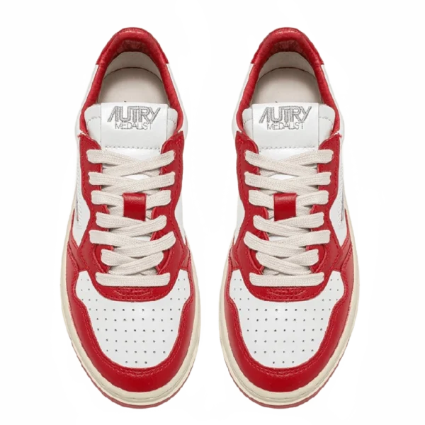 ⁦Autry Medalist Low Sneakers White Red Leather⁩ – תמונה ⁦4⁩