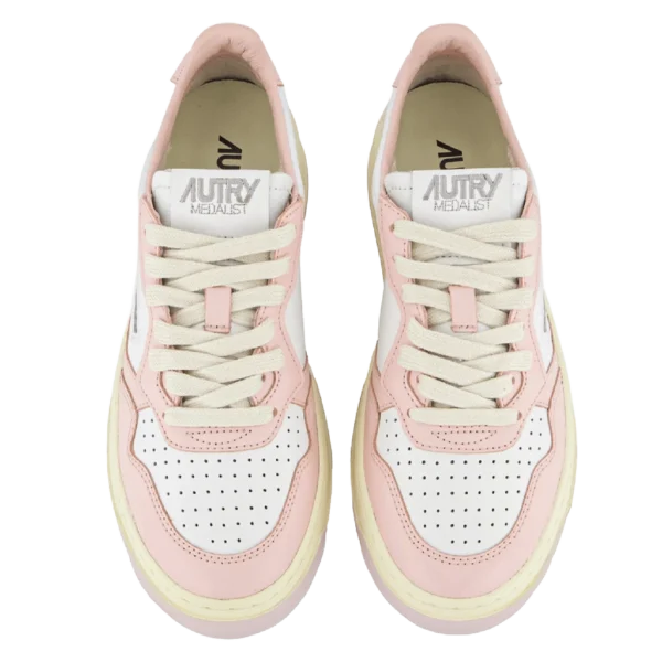 ⁦Autry Open Low Sneakers White Pink Leather & Suede⁩ – תמונה ⁦4⁩