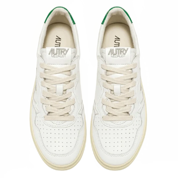 ⁦Autry Medalist Low Sneakers White Green Leather⁩ – תמונה ⁦4⁩