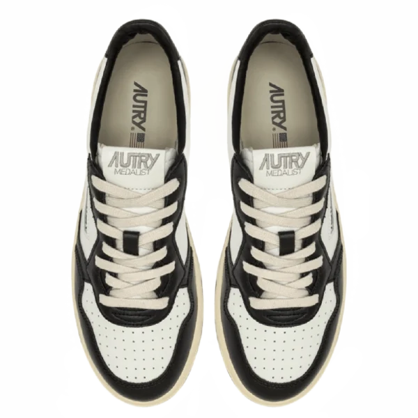 ⁦Autry Medalist Low Sneakers "Game Set Match" White Black Leather⁩ – תמונה ⁦4⁩