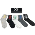 Off-White Medium Length Socks Dark Colors (Pack of 5)