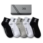 On Everyday Short Socks Black White Grey (Pack of 5)