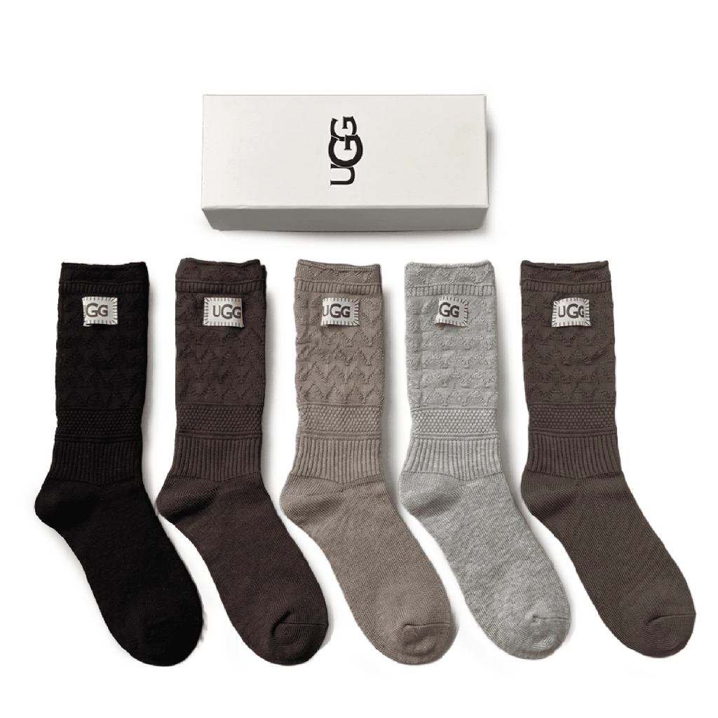1 UGG Long Socks Brown (Pack of 5) – תמונה 1