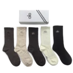 ALO Long Socks Pack Black Brown Beige (5 Pairs)