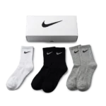 Nike White Black Grey Long Socks Pack (5 Pairs)