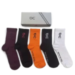 On Medium Length Socks Black Orange White (5 Pack)