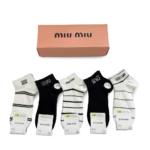 Miu Miu Short Socks Black White (5 Pack)