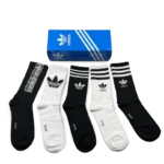 Adidas Long Socks Black White (5 Pack)