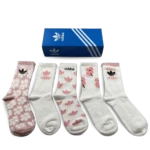 Adidas Long Socks White Pink (5-Pack)