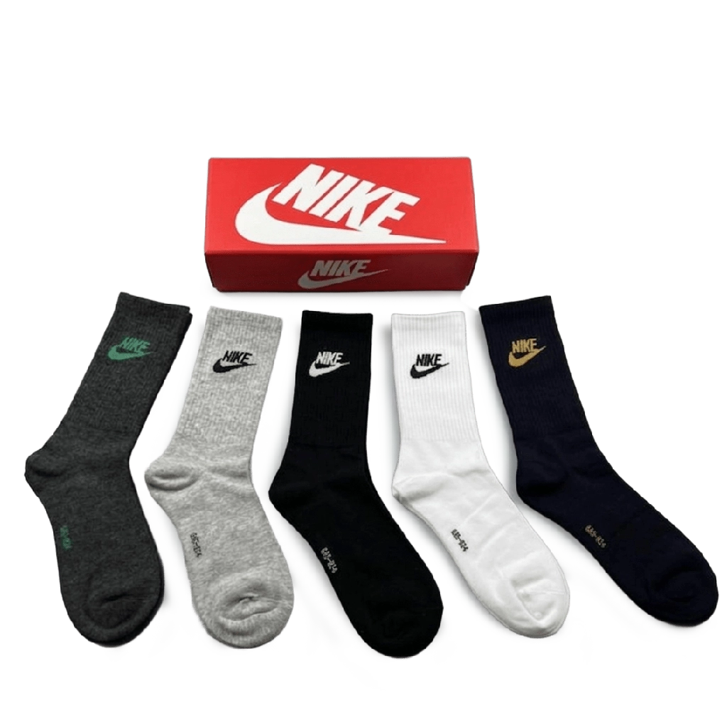 1 Nike Long Socks Black Grey (5-Pack) – תמונה 1