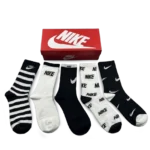 Nike Long Socks Black White (5-Pack)