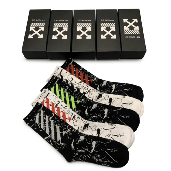 ⁦Off-White Dark Colors Long Socks Pack (5 Pairs)⁩ – תמונה ⁦2⁩