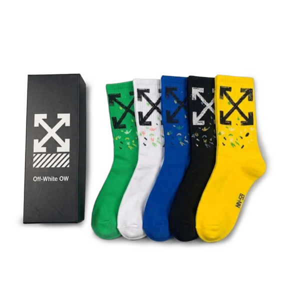 ⁦Off-White Long Socks Bright Colors (Pack of 5)⁩ – תמונה ⁦2⁩