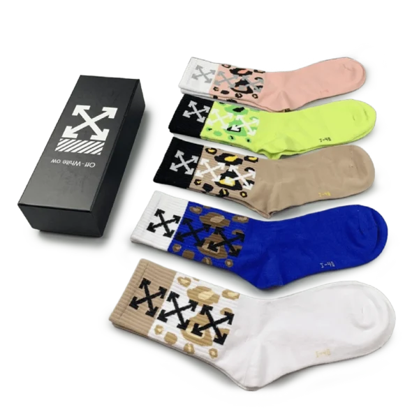 ⁦Off-White Long Socks Vibrant Colors (Pack of 5)⁩ – תמונה ⁦2⁩