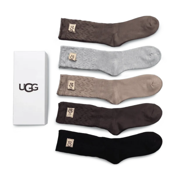 ⁦UGG Long Socks Brown (Pack of 5)⁩ – תמונה ⁦2⁩