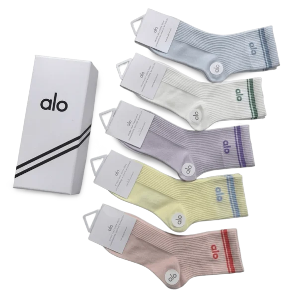 ⁦ALO Mid-Length Socks Pack Pastel Colors (5 Pairs)⁩ – תמונה ⁦2⁩