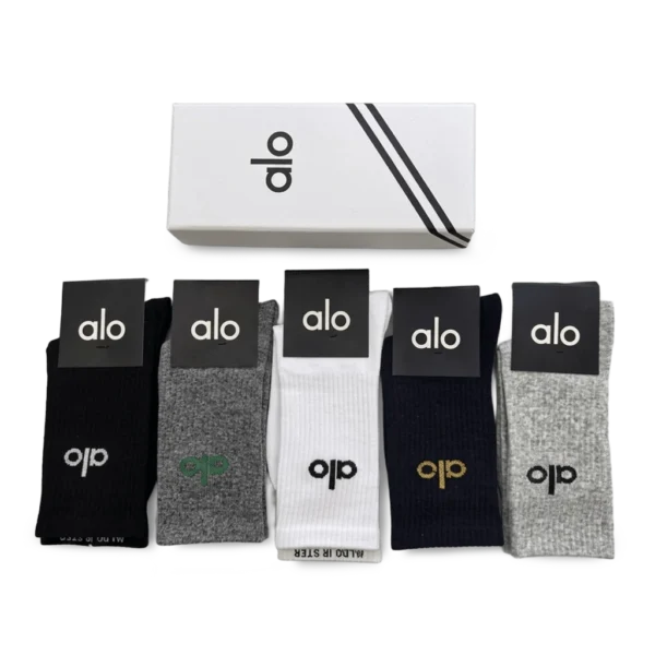 ⁦Alo Long Socks Black Grey White (5 Pack)⁩ – תמונה ⁦2⁩