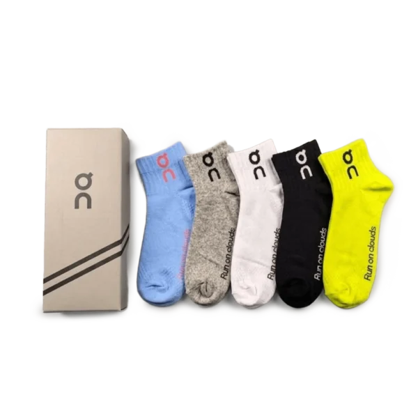 ⁦On Short Socks Neon Green Blue Grey (5 Pack)⁩ – תמונה ⁦2⁩