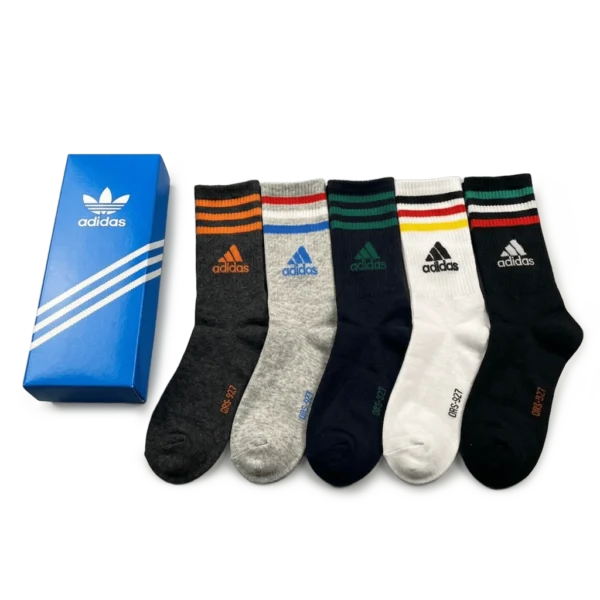 ⁦Adidas Long Socks Black White Grey (5 Pack)⁩ – תמונה ⁦2⁩